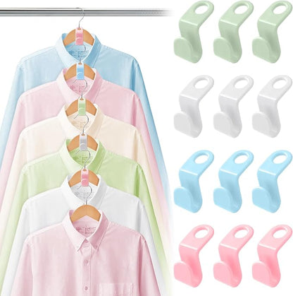 50 PCS Space Saving Hanger - Clothes Hanger Connector Hooks, Stacking Space Saver, Plastic Closet Organizers and Storage Extender for Heavy Duty Hangers Connection (50, Multicolor)