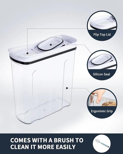Cereal Containers Storage Set, Airtight Food Storage Container with Lid 4L/135.2oz, 2PCS BPA-FREE Plastic Pantry Organization Canisters for Rice Cereal Flour Sugar Dry Food in Kitchen
