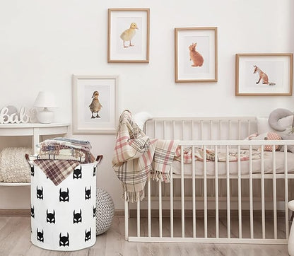 Large Sized Storage Baskets with Handle,Collapsible & Convenient Home Organizer Containers for Kids Toys,Baby Clothing (Black Bats)
