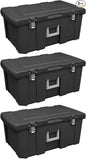 Sterilite 3-Pack Wheeled Footlocker, Lockable Plastic Utility Storage Bins w/Lids, Black - Heavy-Duty Organizing Containers for Home, Office, Garage, and Basement