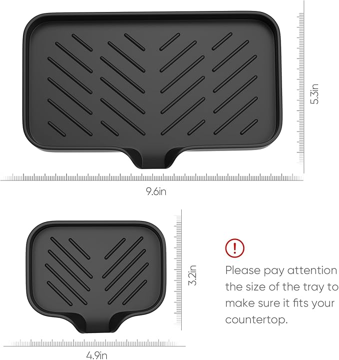 Kitchen Sink Tray,3 Pcs Silicone Sponge Holder for Kitchen Sink Organizer, Kitchen Soap Tray Self Draining Soap Dish for Bathroom