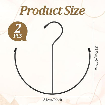 TIESOME 2 PCS Belt Hanger for Closet, 9.2in x 9in Stainless Steel Space Saving Organizer Hanging Tie Rack Hanger with Rubber Cover for Belt Ties Scarves Camisoles Hats Closet Organization