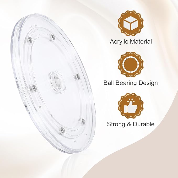 uxcell 3Pack Acrylic Lazy Susan Turntable, 7" Spinner Lazy Susan Turntable Organizer, Acrylic Ball Bearing Rotating Tray for Pantry Spice Rack Decorating, Clear