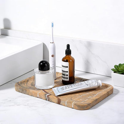 Koville Marble Tray, 12"x8" Natural Marble Vanity Tray for Countertop Bathroom Kitchen Dresser, Decorative Catchall Trays for Perfume Jewelry, Rectangular Stone Serving Tray(Rainforest Gold)