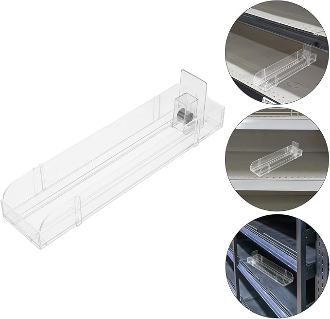 Retail Display Pushers Beverage Shelf Glides Automatic Double-sided Drink Organizer 4cm Height 28.3cm Length Fridge Can Organizer for Convenience Store and Pantry
