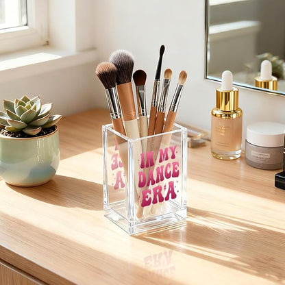 In My Dance Era Acrylic Cosmetic Holder, Funny Makeup Brush Holder Gifts for Dancer Cheer Leader Women Girls, Bathroom Vanity Organizer for Make up Brushes, Dance Team Coach Gifts