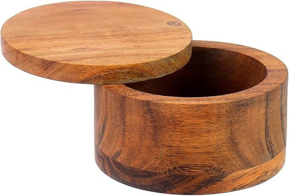 Wood Salt or Spice Box with Swivel Cover perfect for keeping table salt, gourmet salts, herbs or favorite seasonings, close at hand on your countertop.