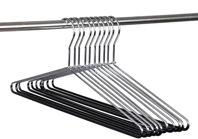 10 Metal Hangers Quality Heavy Duty Metal Coat Hangers with Non-Slip Rubber Coating for Pants (10)