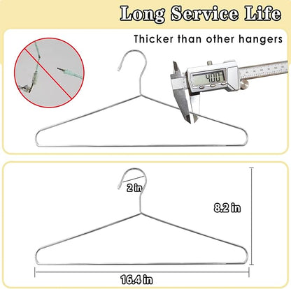 50 Pack Metal Coat Hangers Clothing Hangers Heavy Duty, Stainless Steel for Coat Clothes Shirt Suit Pant, 16.4 Inch Silver Wire Hanger