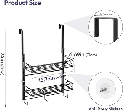SWTYMIKI Over Door Hat Organizer - 3 Tier Wall Mounted Hat Rack with 2 Adjustable Metal Basket and 3 Hooks, Hanging Baseball Cap Organizer Storage Holds up to 29 Caps for Door, Bedroom, Closet