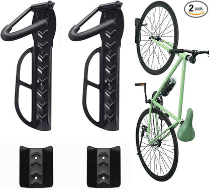 Wallmaster Bike Storage Rack for Garage, Wall Mount Bicycles Hanger with Tire Tray, 2-Pack Bike Storage System Vertical Bike Hooks