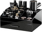 ProCase Cologne Organizer with Drawer, Acrylic Perfume Holder & Bathroom Countertop Organizer for Men & Women, Dresser Vanity Storage for Cologne, Perfume and Skincare -1 Layer, Cup