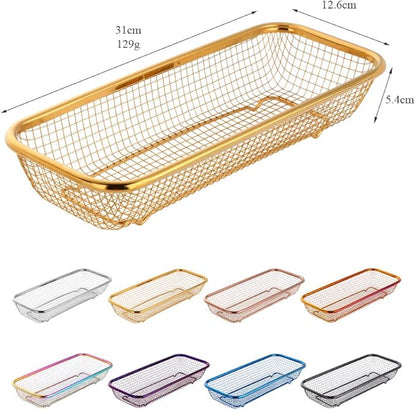 Buyer Star Stainless Steel Cutlery Drawer Organizer Pack of 6, Purple Mesh Storage Baskets with 4 Triangle Racks, Stackable Utensil Holder for Holding Flatware Kitchen Utensil