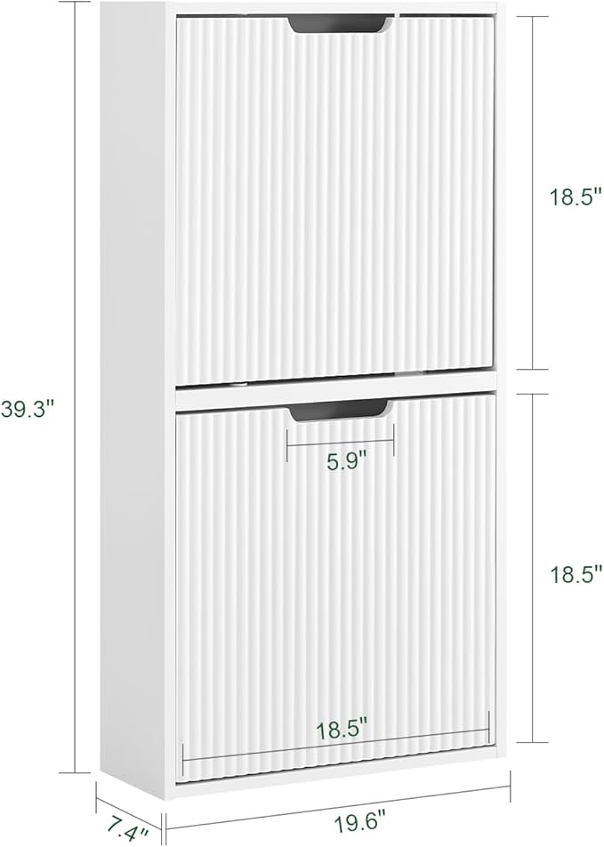 SoBuy Wall Mounted Slim Shoe Cabinet for Entryway, Narrow Shoe Rack Cabinet with 2 Flip Drawers, FSR170 (White)
