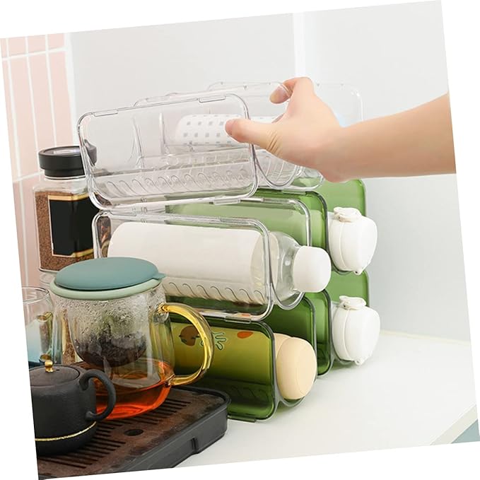 Zerodeko 8pcs Stackable Water Bottle Organizer Multi Transparent Cup Rack for Kitchen Fridge Pantry for Efficient Storage and Easy Access