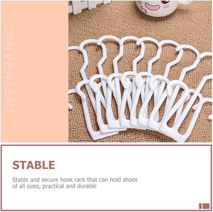 Cabilock 40 pcs White Shoes Hanging Rack, Plastic Material, Double Hooks Design, Ideal for Dehumidifying, Hanging and Organizing Leather Shoes