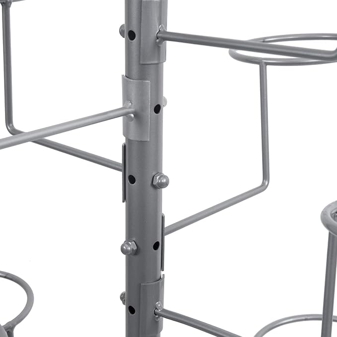 MyGift Hat Rack Holder Stand, Freestanding Baseball Cap Organizer Display, Large Retail Wig Holder with 20 Customizable Circular Hooks, for Multiple Hats, Shape of Tree, Silver Metal