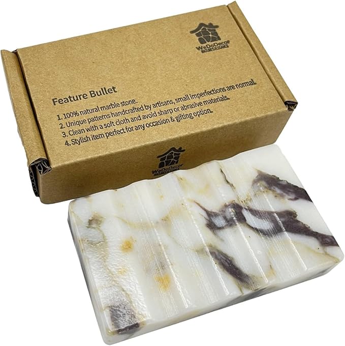 WeDoDecor Marble Soap Dish for Shower - Natural Stone Tray Stand Organizer, Decorative Bar Soap Holder | Non-Slip, Luxury Bath Accessories (Violet)