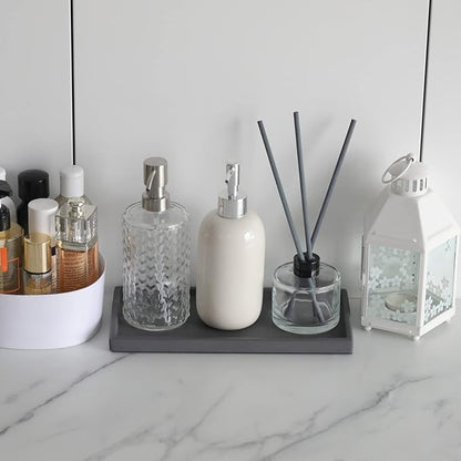 FREELOVE Concrete Decorative Trays for Perfume Cosmetic Bottles Jewelry Jar Candle, Cement Serving Tray for Bathroom Vanity Counter Coffee Table Toilet Tank (Dark-Grey, Rectangle 5.3''X11'')