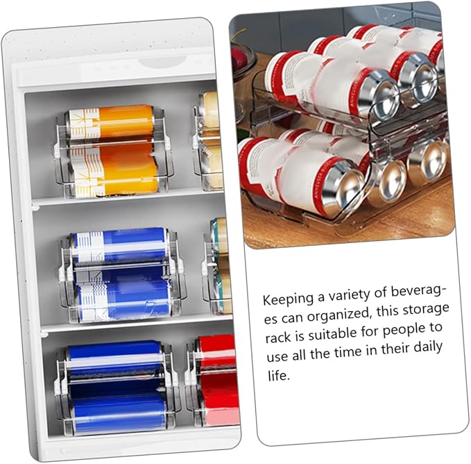 DECHOUS 1pcs Refrigerator Bins Organizer Double Beverage Storage Box for Fridge Large Capacity Can Dispenser Design for Tidy Kitchen and Pantry Organization