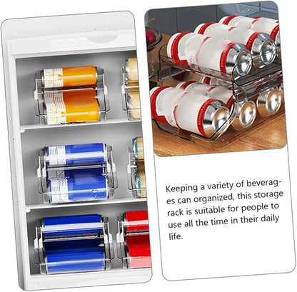 DECHOUS 1pcs Refrigerator Bins Organizer Double Beverage Storage Box for Fridge Large Capacity Can Dispenser Design for Tidy Kitchen and Pantry Organization