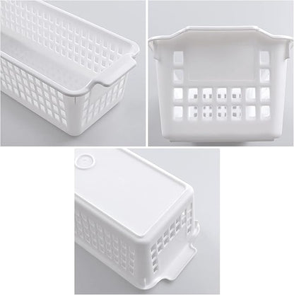 Saedy 4-Pack Slim Storage Basket, Plastic Organized Baskets, White