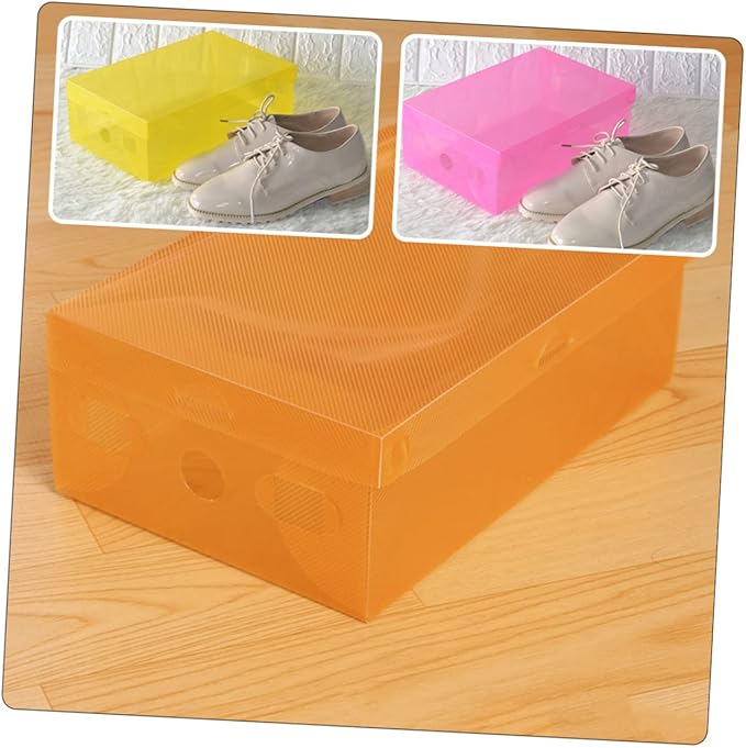 Happyyami Stackable Shoe Storage Boxes Lids 7 Pack Plastic Shoeboxes for Sneakers Cardboard Storage Cases for Home Use