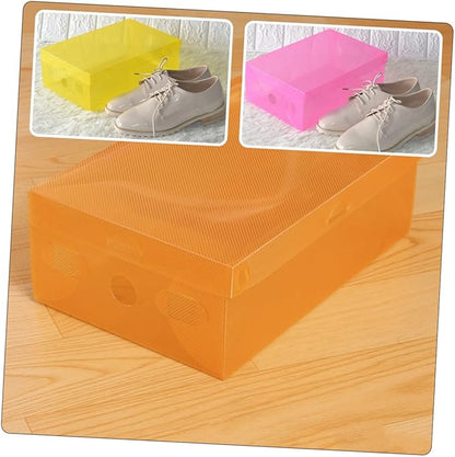 Happyyami Stackable Shoe Storage Boxes Lids 7 Pack Plastic Shoeboxes for Sneakers Cardboard Storage Cases for Home Use