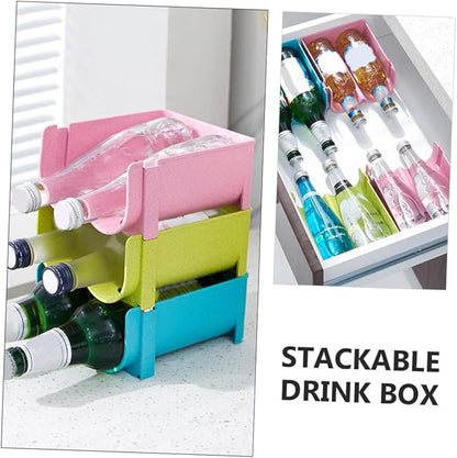 Mikinona 3pcs Stackable Beverage Storage Box for Fridge Drink Organization Bar Organizer Liquor Holder Easy Clean