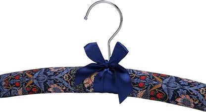 Anti-slip Satin Padded Clothes Hangers with Rotatable Hooks No Shoulder Bump for Women Heavy Sweaters, Coats, Suits with Floral Set of 5 (Strawberry And Bird)