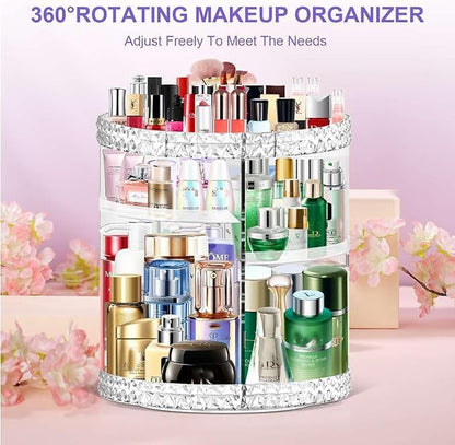 TiKenSo 360 Rotating Makeup Organizer, Cosmetics Organizer Makeup Spinning Organizer Clear 6 Adjustable Layers Large Capacity Acrylic Skincare Organizers for Bathroom or Bedroom Dresser