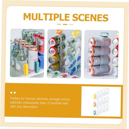 ULTECHNOVO 3pcs Portable Soda Can Organizer Refrigerator Shelf Beer Can Holder with Carrier Handle for Juice Drink Beer Fridge Storage Sliding Rack