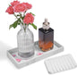 Bloss Small Bathroom Vanity Tray with Soap Dish, 8 x 4 inch Silicone Marble Tray for Kitchen Counter,Toilet Tank Storage,Perfume Trays for Dresser, Jewelry, Candle, Key