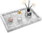 Marble Bathroom Vanity Tray, Natural Luxury Vanity Home Kitchen Bathroom Table Tray, Stone Decorative Countertop Dresser Trays for Key Coffee Perfume Jewelry Makeup (Carrara White, 12"x 8" x1.2")