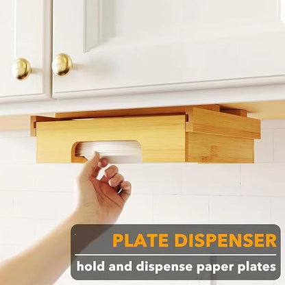 Wall Mounted Paper Plate Storage Rack Practical Under Cabinets Dish Efficient Kitchenwares Decorations