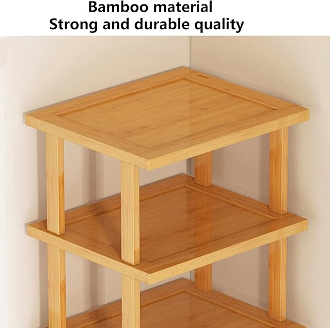 Vertical Shoe Rack, Wood Narrow Shoe Rack, Small Shoe Organizer, Space Saving Corner Shoe Shelf, Tall Shoe Tower, Free Standing Shoe Rack for Entryway, Closet, No-Tool Need 7 Tiers