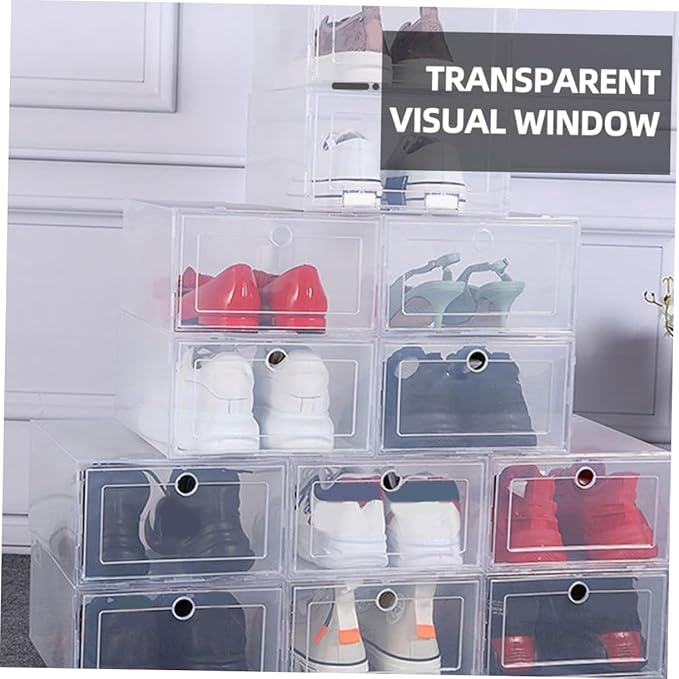 6pcs Transparent Shoe Storage Box Clamshell Design Capacity Plastic Organizer for Home and Closet Easy Access Sneaker Case