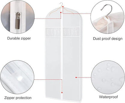 Zilink Dress Garment Bags for Storage 72-inch with Clear Window and 3" Gusset Dress Cover Bag for Long Evening Dresses,Fur Coat, Long Dress Gown Closet Storage