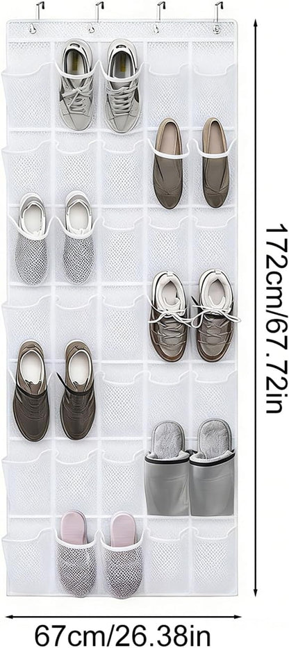 Over-the-Door Shoe Organizer 35 Pockets Mesh Breathable Storage Hanging Shoe Storage with Hooks for Door Closet Dorm Room