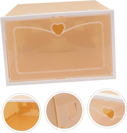 Cabilock 2Pcs Thickened Transparent Drawer Type Shoe Box for Men Stackable Plastic Footwear Storage Container with Large Capacity Space-saving Shoe Organizer for Home and Office