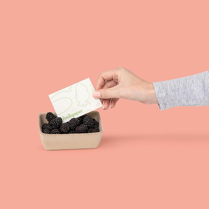 FRESHPAPER Keeps Fruits & Vegetables Fresh for 2-4x Longer, 16 Reusable Food Saver Sheets for Produce (2 Packs), Made in the USA