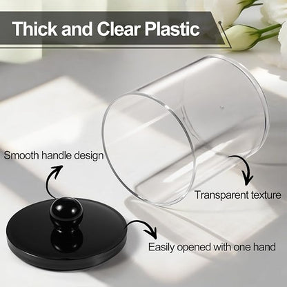 SheeChung 4 Pack Acrylic Qtip Holder Dispenser,Bathroom Jars with Lid Set for Cotton Swabs,Balls,Pads,Floss,Clear Plastic Canisters Apothecary Jar,Bathroom Essential Makeup Vanity Organizer(10oz-12oz)