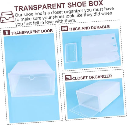 SOLUSTRE 3pcs Shoe Box Stackable Storage Organizer for Sneakers Plastic Cabinet Organizer