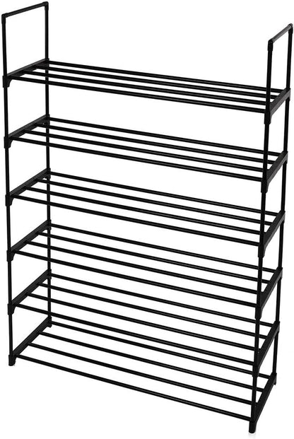 6 Tiers Shoe Rack Shoe Tower Shelf Storage Organizer for Entryway, Shoe Organizer for Hallway Closet, Free Standing Shoe Racks for Indoor Outdoor Living Room (Black-6 Tiers)