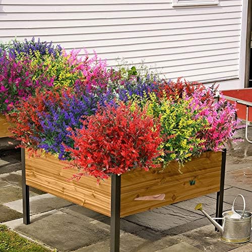 24 Bundles Outdoor Artificial Lavender Fake Flowers UV Resistant Shrubs Plants, No Fade Faux Plastic Greenery for Hanging Plants Garden Porch Window Box Home Wedding Farmhouse Decor (Red) - Image 6