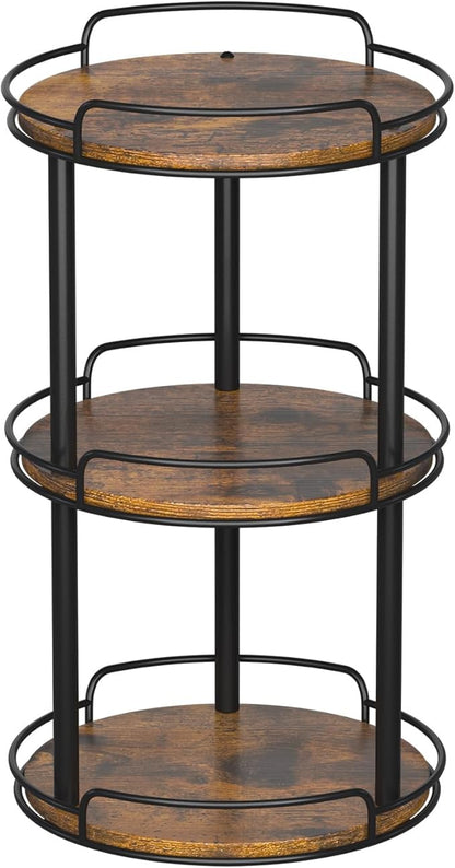 LAMU 10'' Wood Lazy Susan Turntable Organizer for Cabinet, 3 Tier Lazy Susan Spice Rack Organizer for Kitchen, Wood Cake Turntable for Cupcake Stand, Table Top, Countertop, Pantry, Bathroom