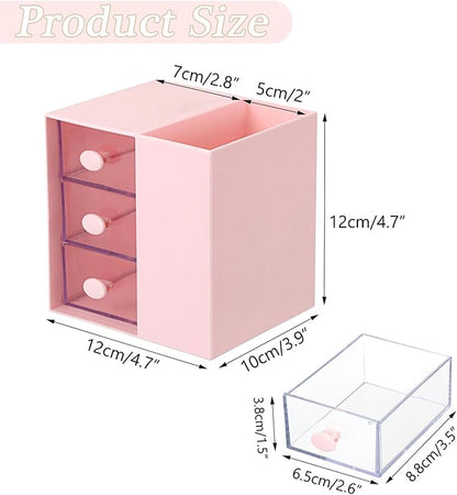 Plastic Hair Accessories Organizer with Comb Holder Makeup Container Jewelry Storage Box for Vanity Bathroom Countertop, Pink