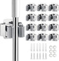 JAMEND CLXP 12PCS Broom and Mop Holder, Heavy Duty Garden Tool Organizer Rack Rake and Shovel Handle, Stainless Steel Mop Hanger. Wall Mounted Utility Rack with Screws, Silver.