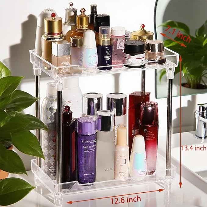 Body Spray Organizer, 2 Tier Bathroom Counter Organizer Acrylic Clear Corner Makeup Organizers Bathroom Organizers Countertop Counter Vanity Tray Corner Shelf Lotion Organizers For Skincare Comestics
