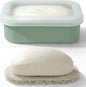 AIMAIMAIMAI Compact Leakproof Travel Soap Case, Silicone Travel Soap Bar Container, Portable Soap Box with Drainage Layer for Camping, Gym (Light Green)